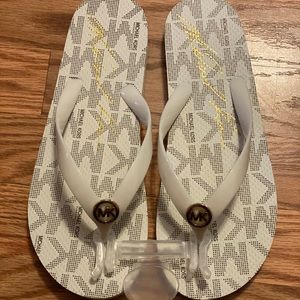 White Michael Kors Flip Flops